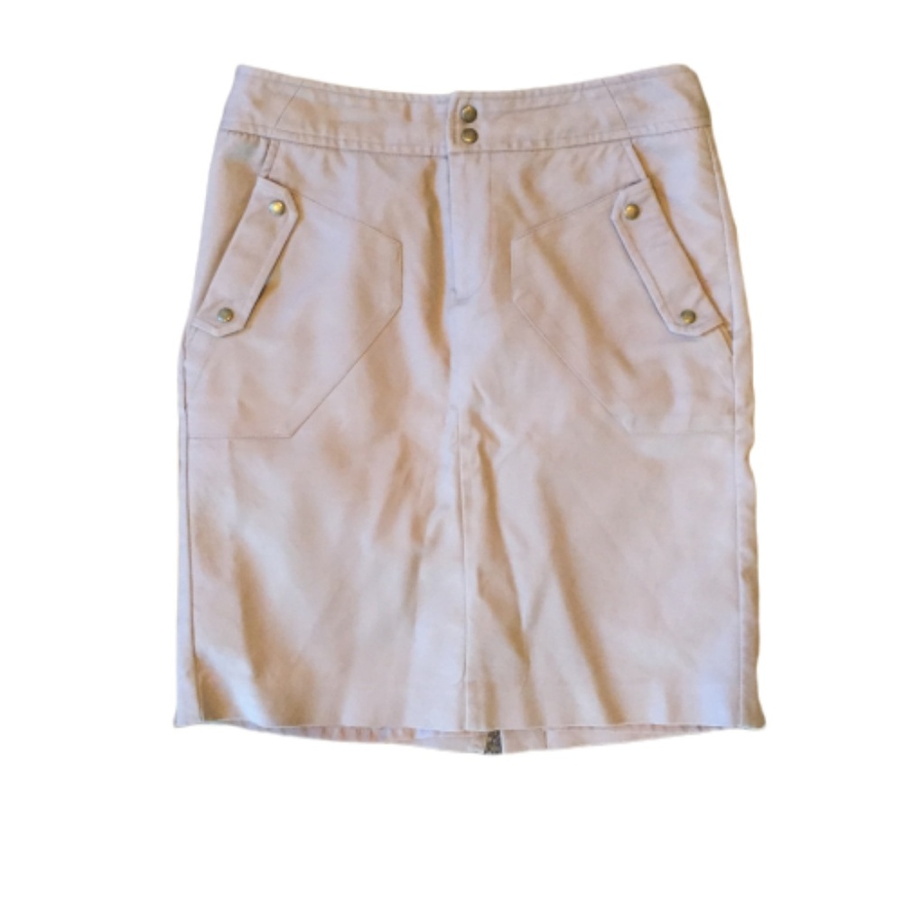 Worthington Khaki Taupe Skirt Pockets with Buttons